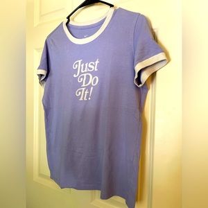Nike round neck T-shirt with white border, purple, M